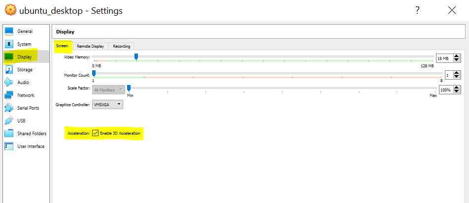Enable 3D Acceleration (Source: iNNovationMerge)